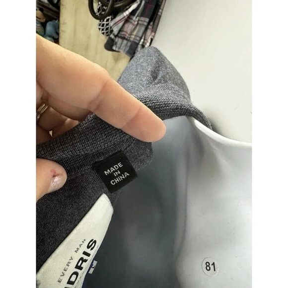 Superdry Idris Elba Mens Gray Pullover Knit 100% Merino Wool Sweater - Picture 7 of 9